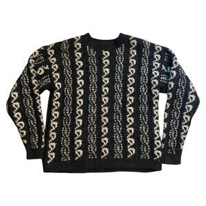 Davis & Squire Shetland Wool Size Men's M Hand Knit Chunky Sweater Cable Knit